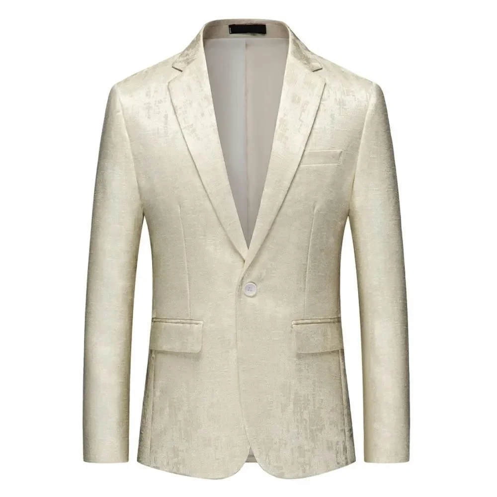 Men’s Slim Fit Beige Dress Suit Jacket Blazer Formal Notched Lapels Size 36 NWT